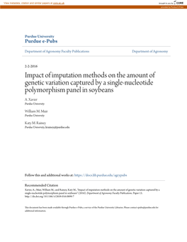 Impact of Imputation Methods on the Amount of Genetic Variation Captured by a Single-Nucleotide Polymorphism Panel in Soybeans A