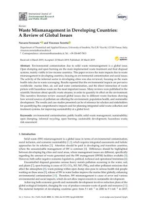 Waste Mismanagement in Developing Countries: a Review of Global Issues