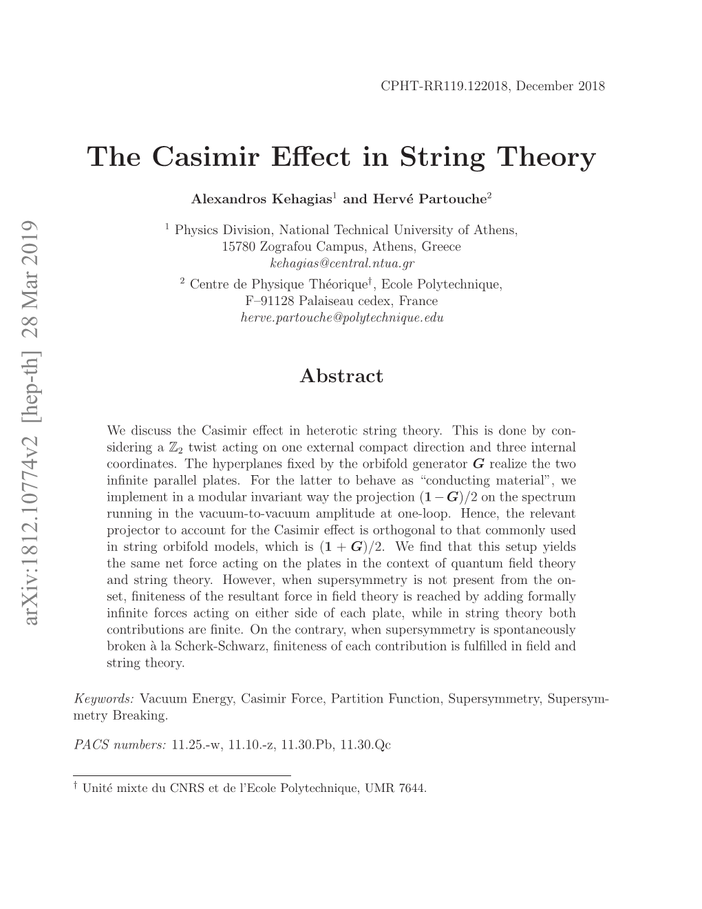 The Casimir Effect in String Theory