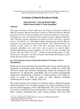 Evolution of Balochi Broadcast Media