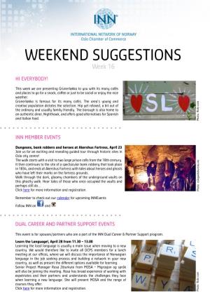WEEKEND SUGGESTIONS Week 16