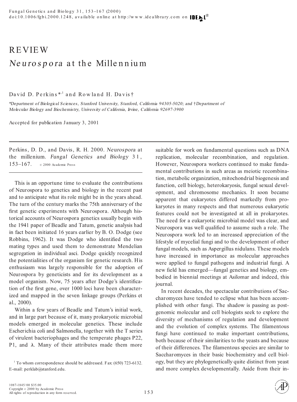 Neurospora at the Millennium