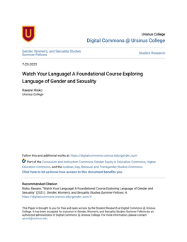A Foundational Course Exploring Language of Gender and Sexuality