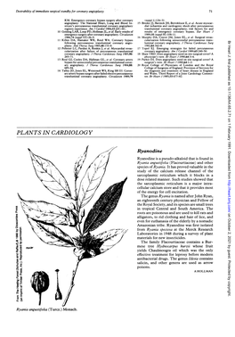 Ryanodine Ryanodine Is a Pseudo-Alkaloid That Is Found in Ryania Angustifolia (Flacourtiaceae) and Other Species of Ryania