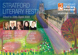 Stratford Literary Festival Literary Festival Stratlitfest.Co.Uk 22Nd to 29Th April 2018