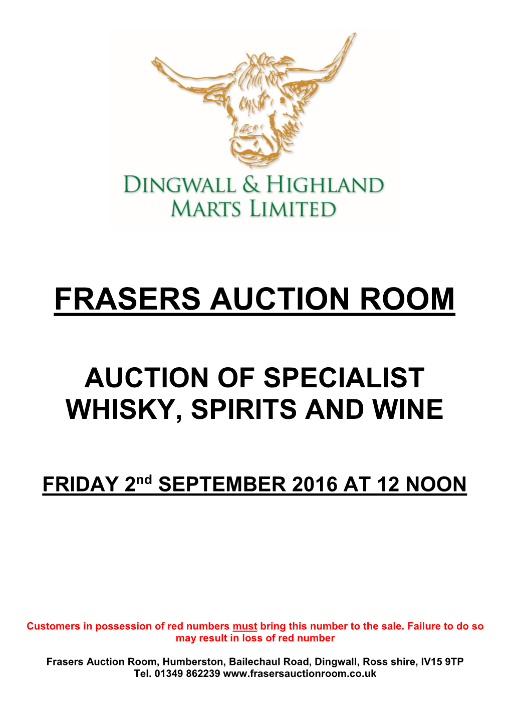 Frasers Auction Room Auction of Specialist Whisky