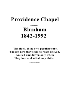 Providence Chapel Blunham 1842-1992