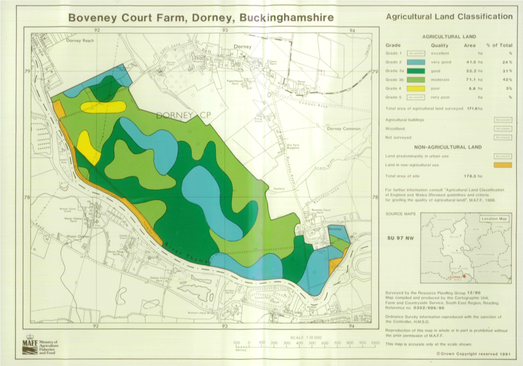 Boveney Court Farm, Dorney, Buckinghamshire Agricultural Land Classification