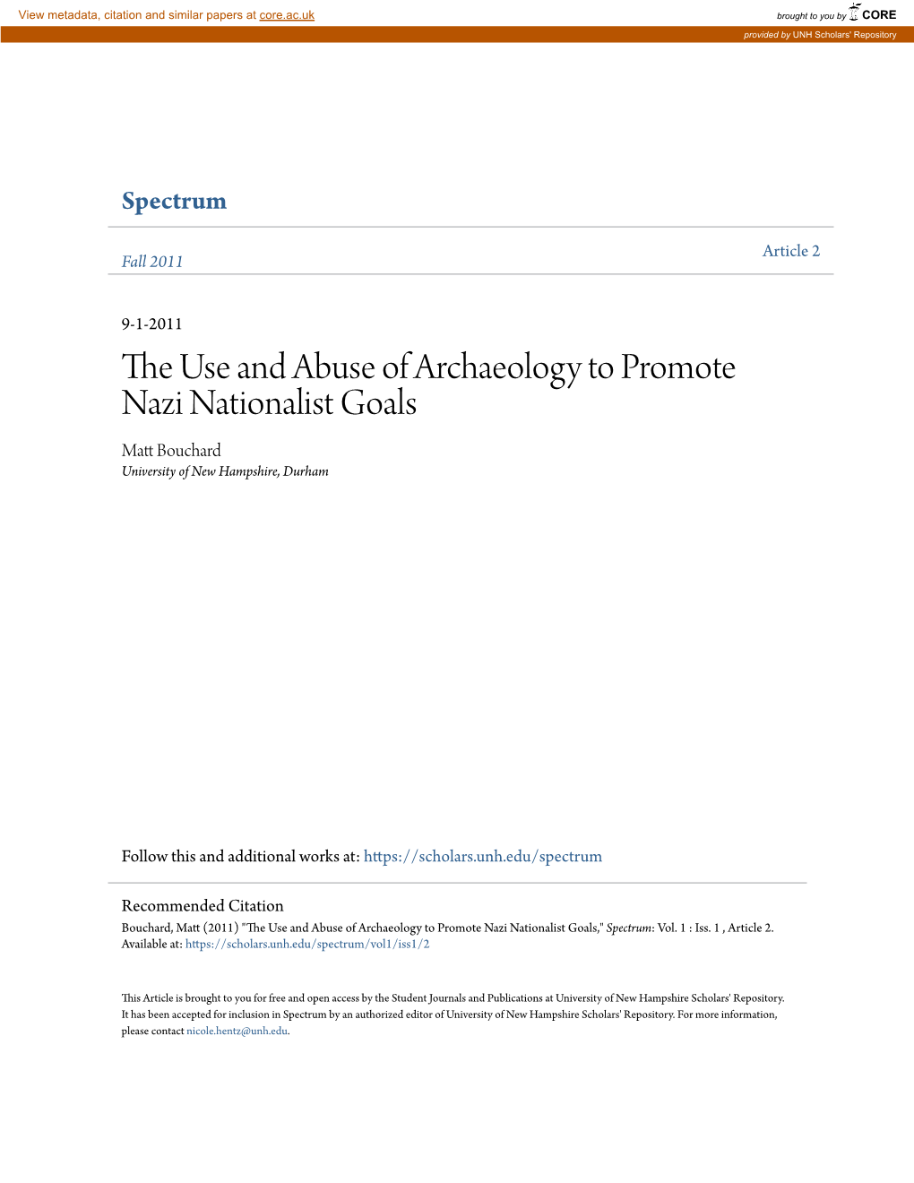 The Use and Abuse of Archaeology to Promote Nazi Nationalist Goals