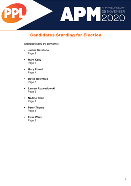 Candidates Standing for Election