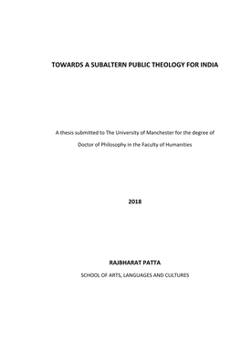 Towards a Subaltern Public Theology for India