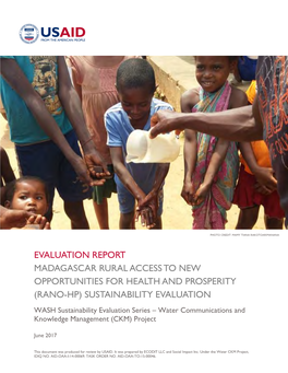 RANO-HP) SUSTAINABILITY EVALUATION WASH Sustainability Evaluation Series – Water Communications and Knowledge Management (CKM) Project