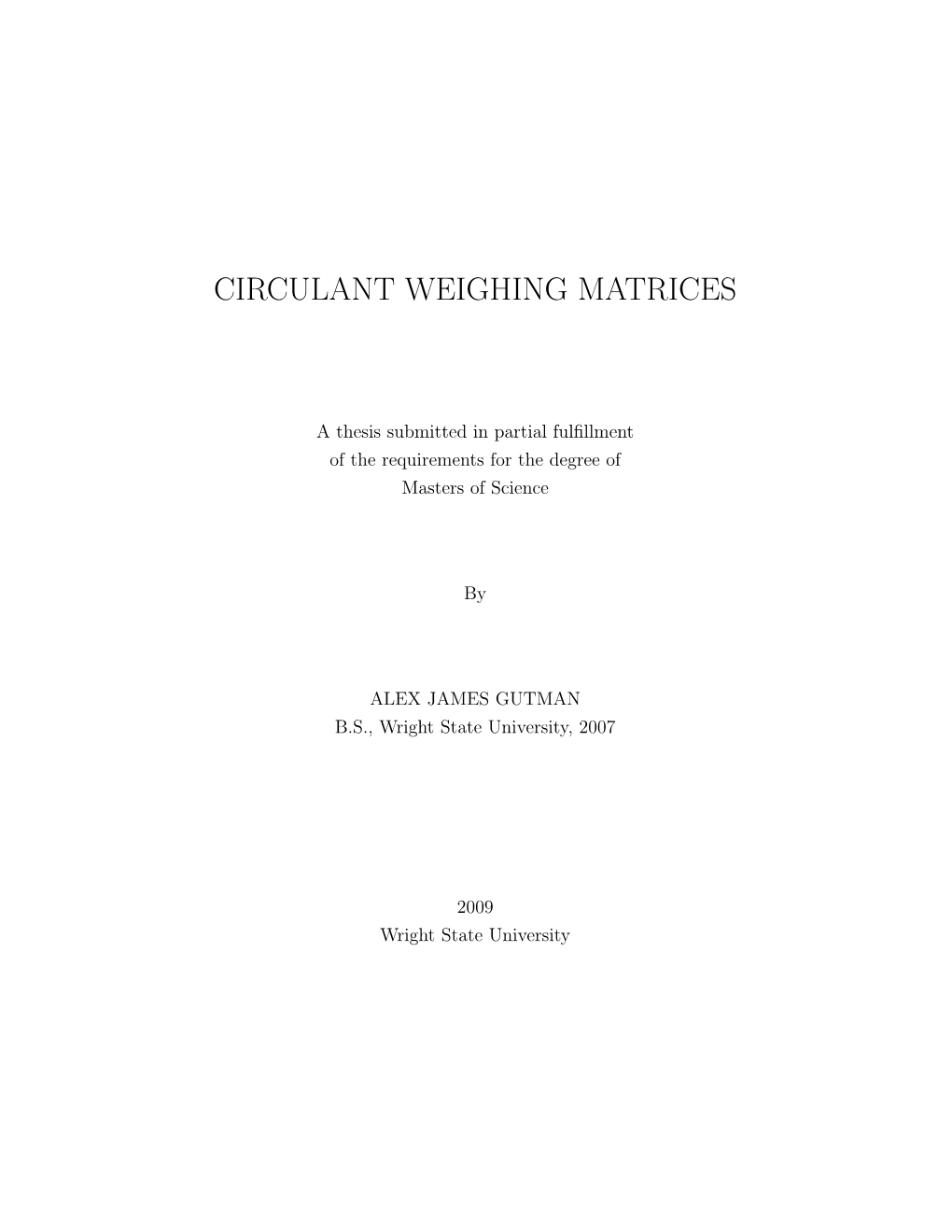 Circulant Weighing Matrices