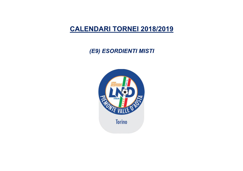 Calendari Tornei 2018/2019