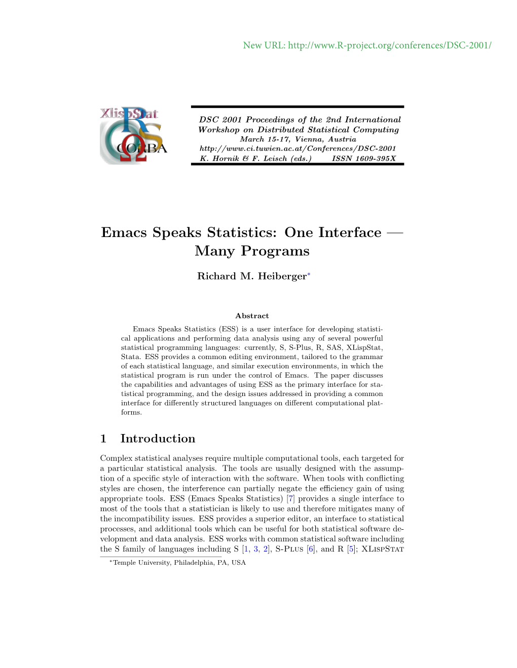 Emacs Speaks Statistics: One Interface — Many Programs