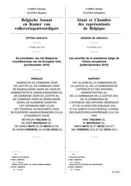 Belgische Senaat En Kamer Van Volksvertegenwoordigers Sénat Et