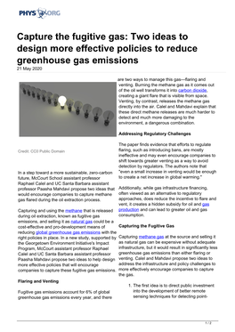 Two Ideas to Design More Effective Policies to Reduce Greenhouse Gas Emissions 21 May 2020