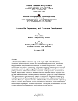 Automobile Dependency and Economic Development