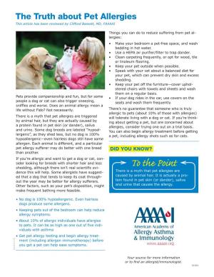 Pet Allergies This Article Has Been Reviewed by Clifford Bassett, MD, FAAAAI