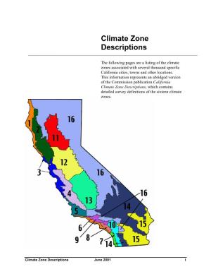 Climate Zone Descriptions ______