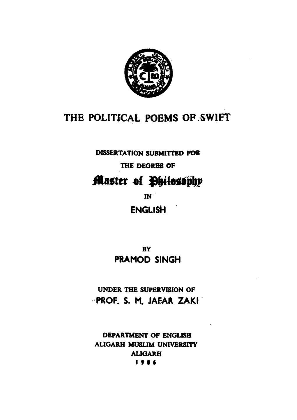 THE POLITICAL POEMS of SWIFT Mmttt Hi Llfiitmtfplip