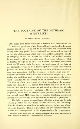 The Doctrine of the Mithraic Mysteries. Illustrated