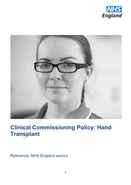 Hand Transplantation Clinical Commissioning Policy