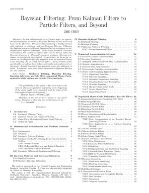 Bayesian Filtering: from Kalman Filters to Particle Filters, and Beyond ZHE CHEN