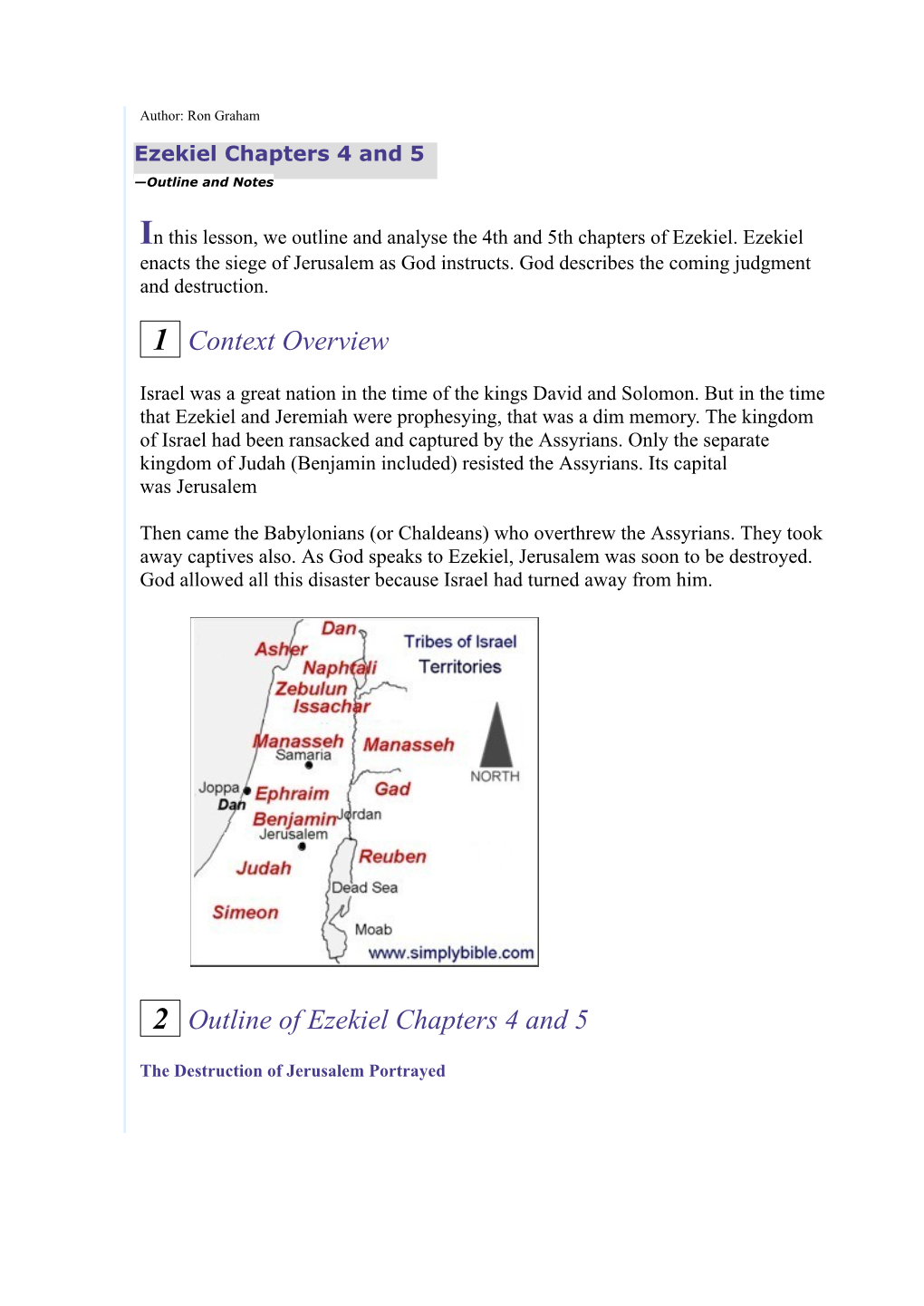 1 Context Overview 2 Outline of Ezekiel Chapters 4 and 5