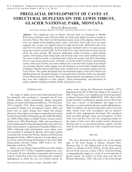 Preglacial Development of Caves at Structural Duplexes on the Lewis Thrust, Glacier National Park, Montana