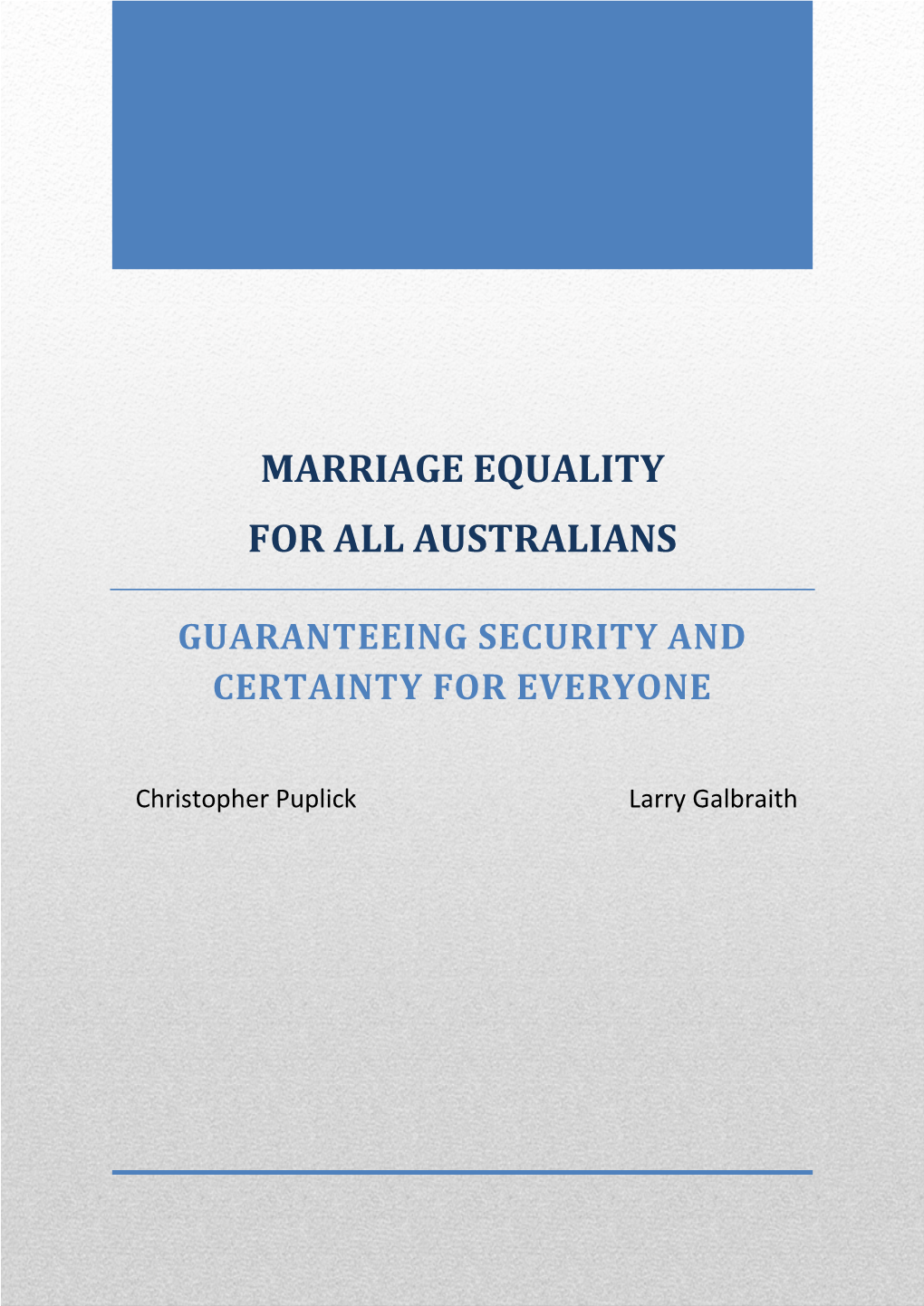 Marriage Equality for All Australians