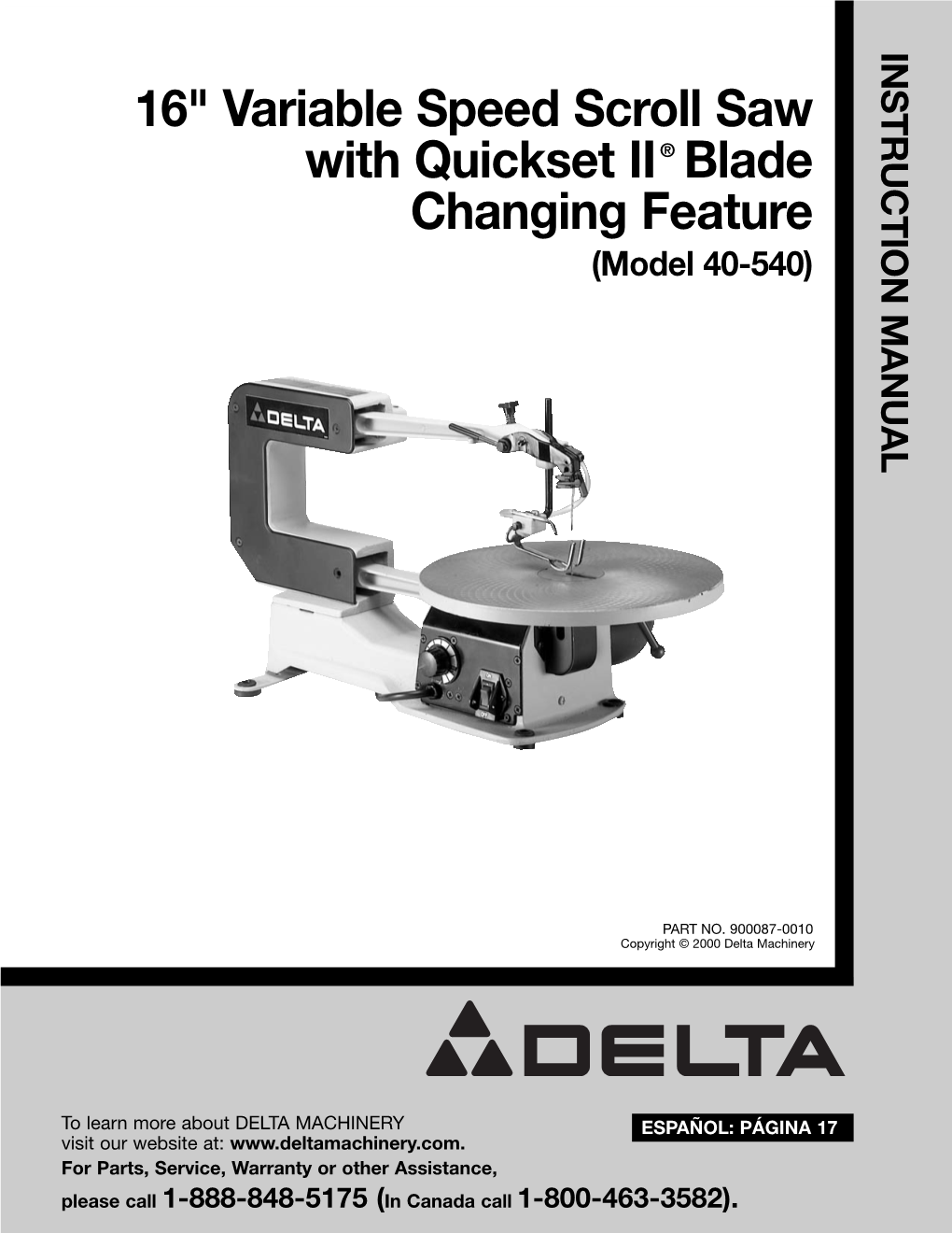 16" Variable Speed Scroll Saw with Quickset II Blade Changing Feature