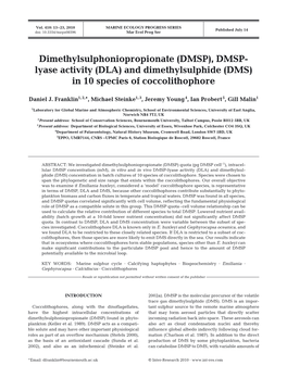 Dimethylsulphoniopropionate (DMSP), DMSP-Lyase Activity (DLA