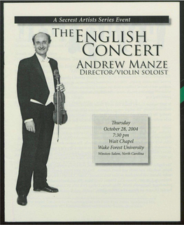 Thee Ng Lish Concert Andrew Manze Director/Violin Soloist