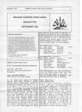 Midland Counties Chess Union Newsletter September 1990