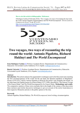 Antonio Pigafetta, Richard Hakluyt and the World Encompassed”