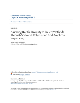 Assessing Rotifer Diversity in Desert Wetlands Through Sediment