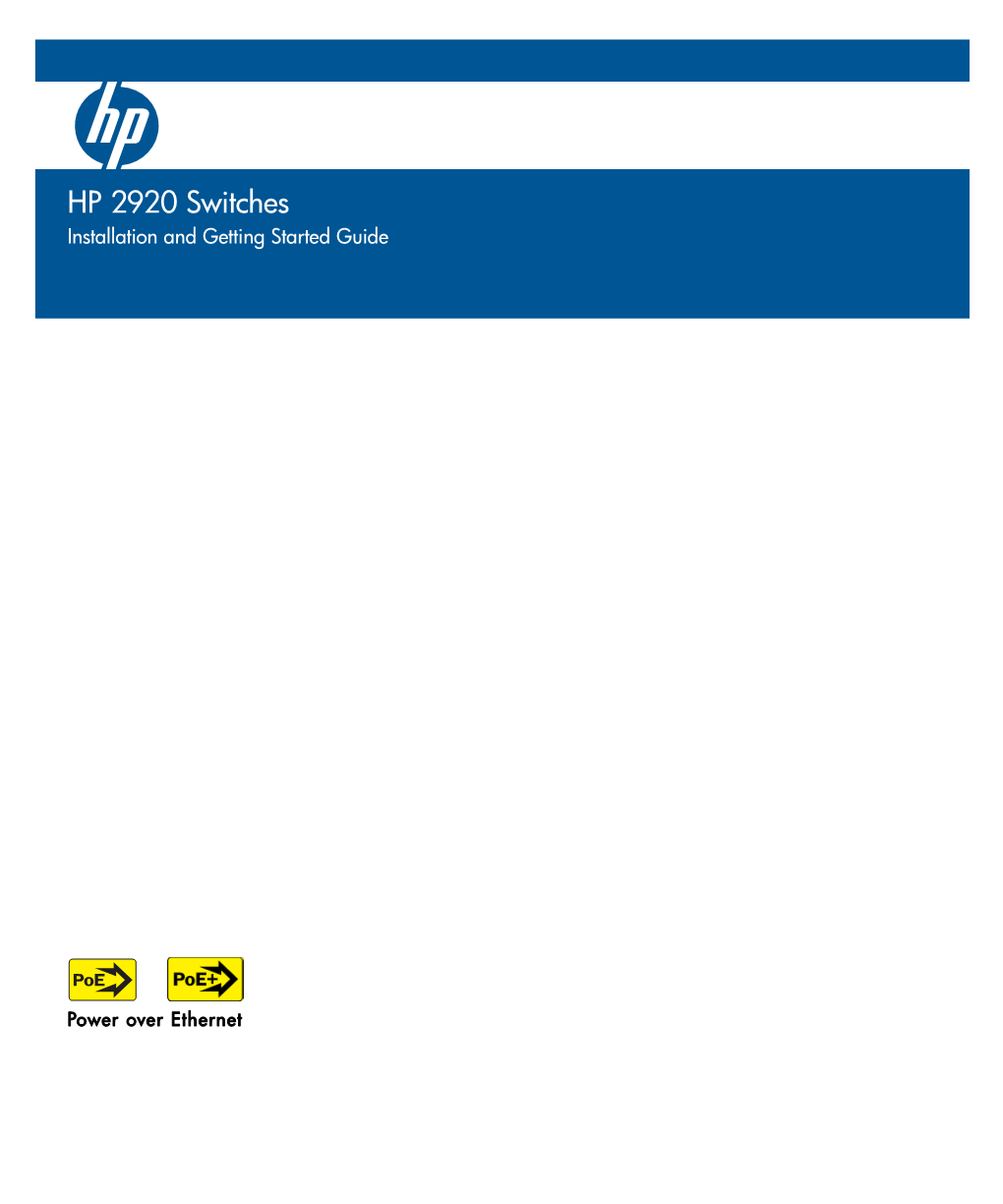 HP 2920 Switches Installation and Getting Started Guide