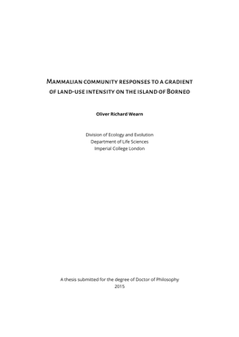 Mammalian Community Responses to a Gradient of Land-Use Intensity on the Island of Borneo