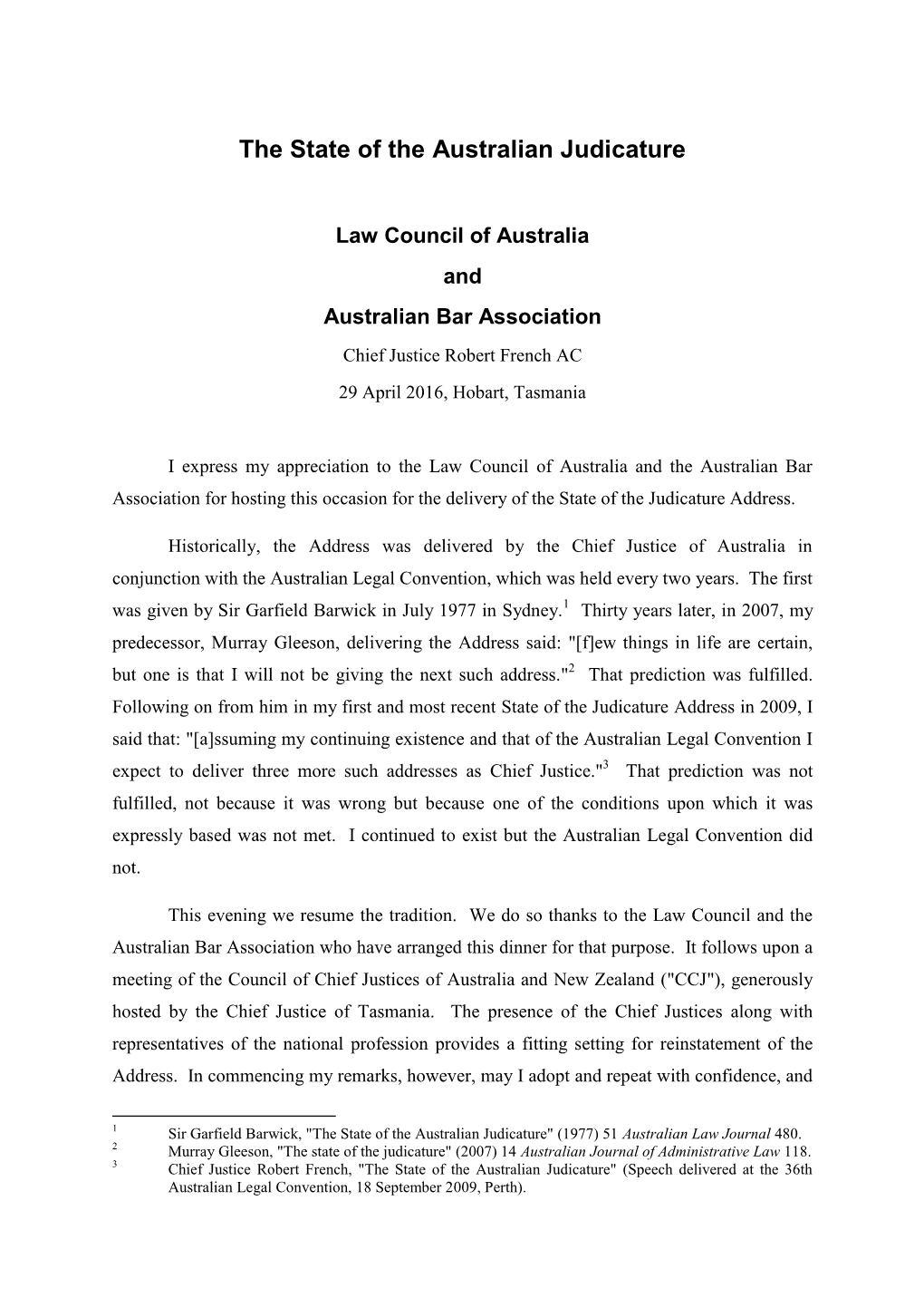 The State of the Australian Judicature