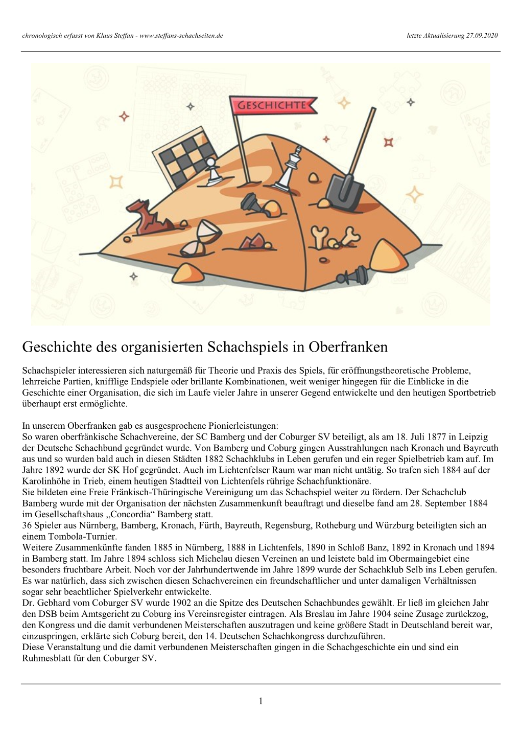 Geschichte Des Organisierten Schachspiels in Oberfranken