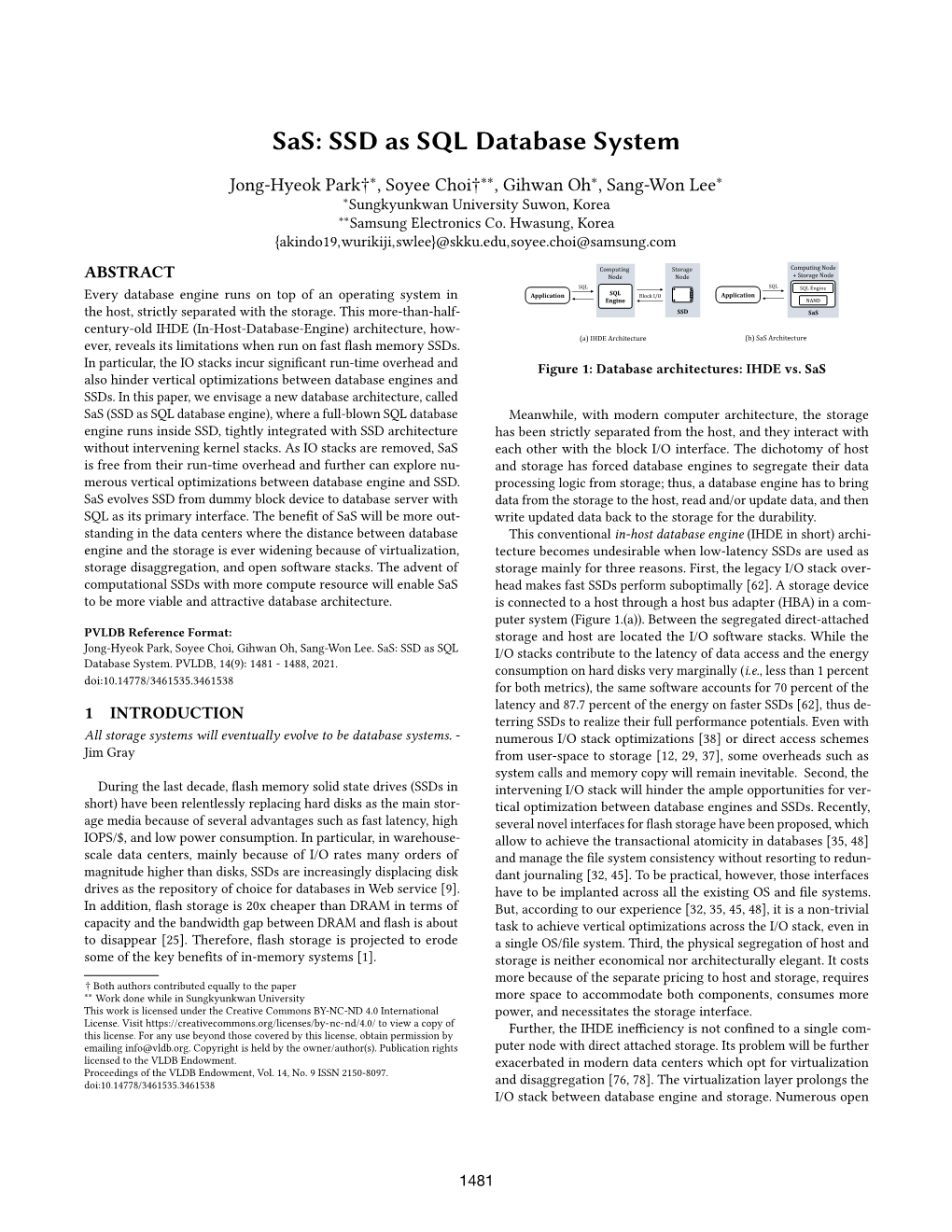 SSD As SQL Database System