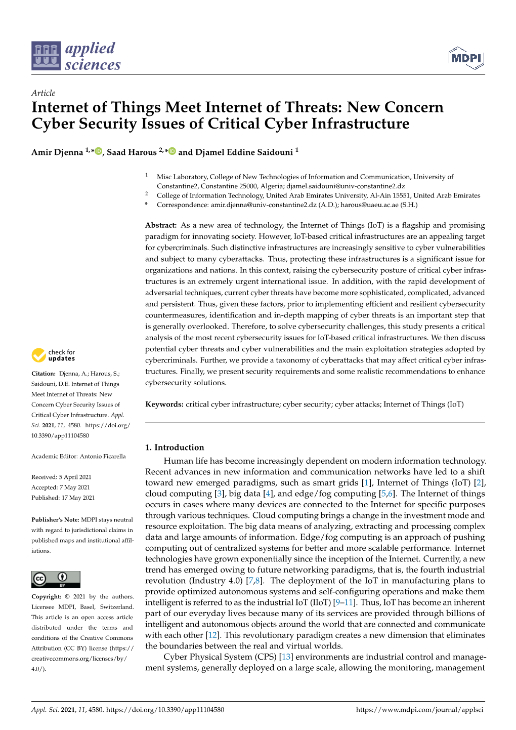 New Concern Cyber Security Issues of Critical Cyber Infrastructure