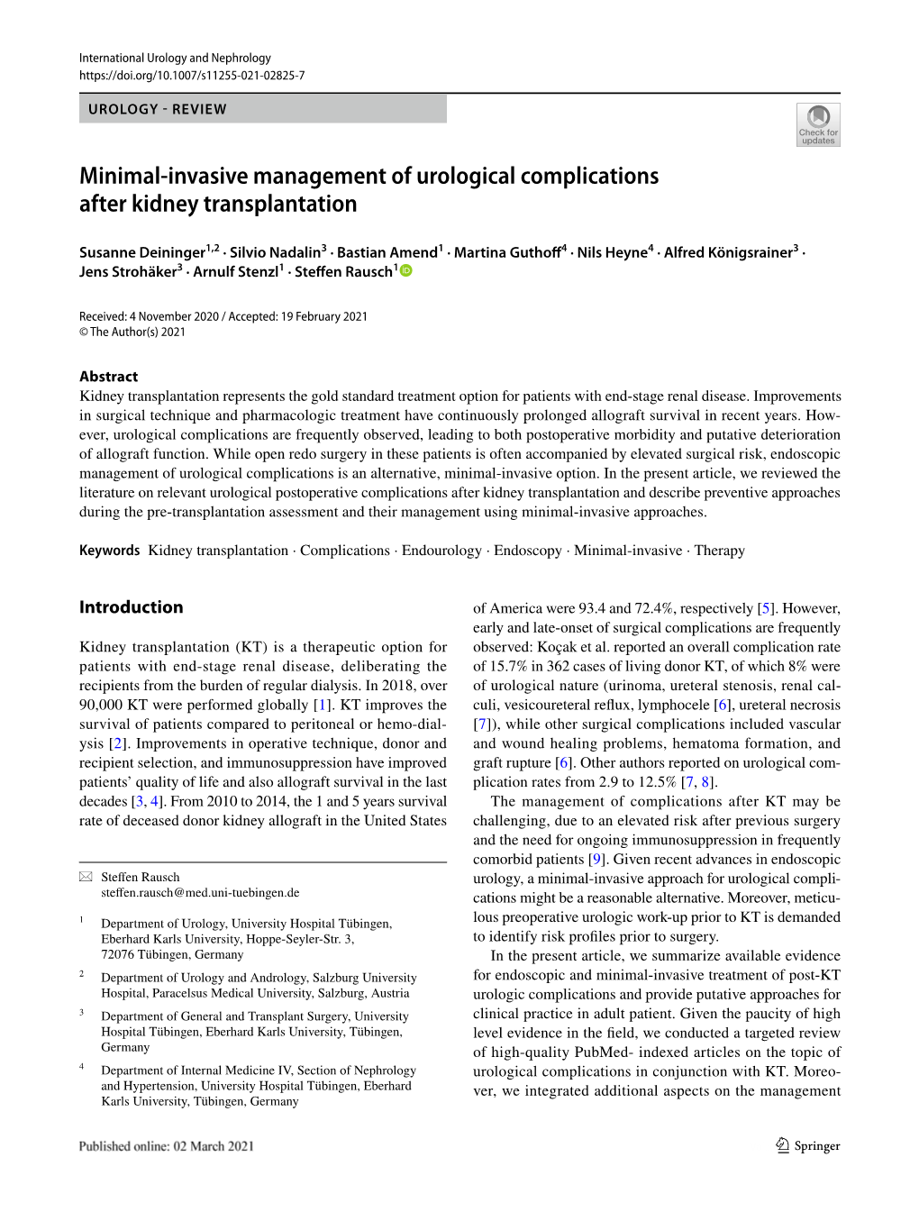 Minimal-Invasive Management of Urological Complications After