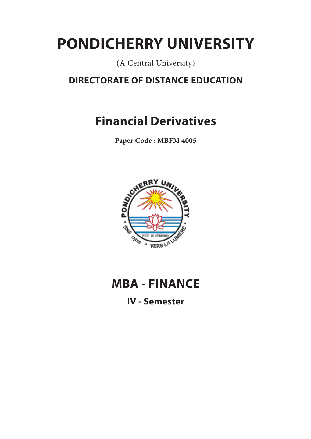 Financial Derivatives