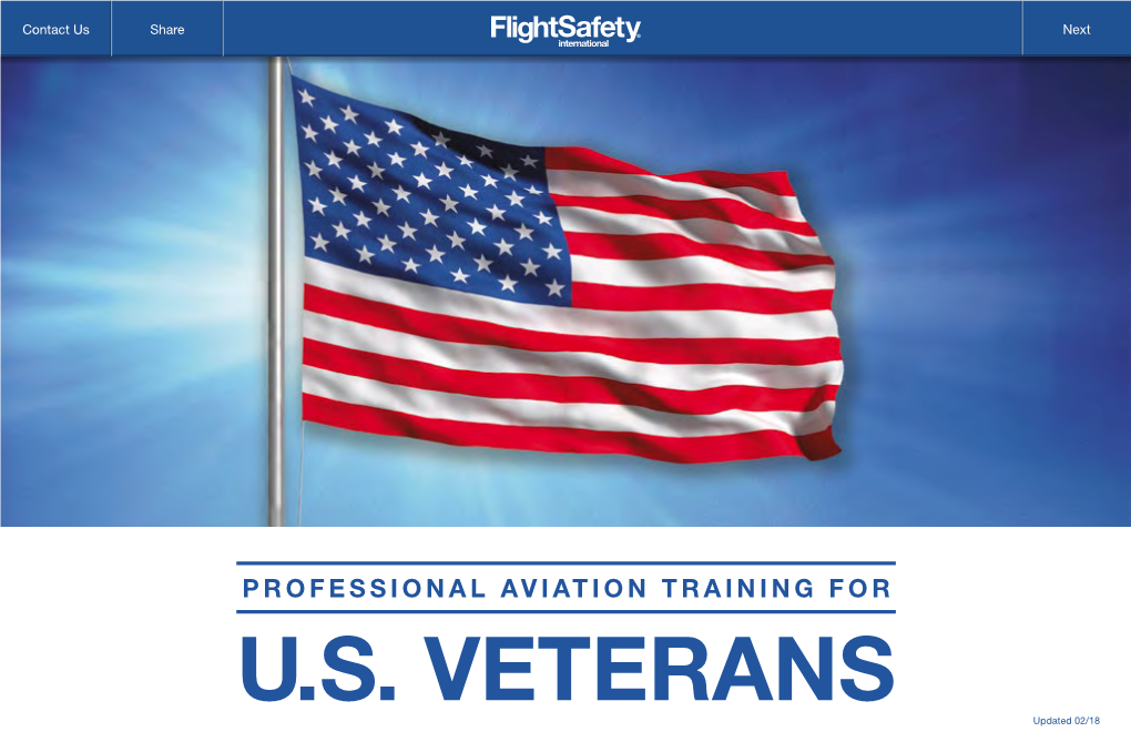 PROFESSIONAL AVIATION TRAINING for U.S. VETERANS Updated 02/18 Contact Us Share Prev Next
