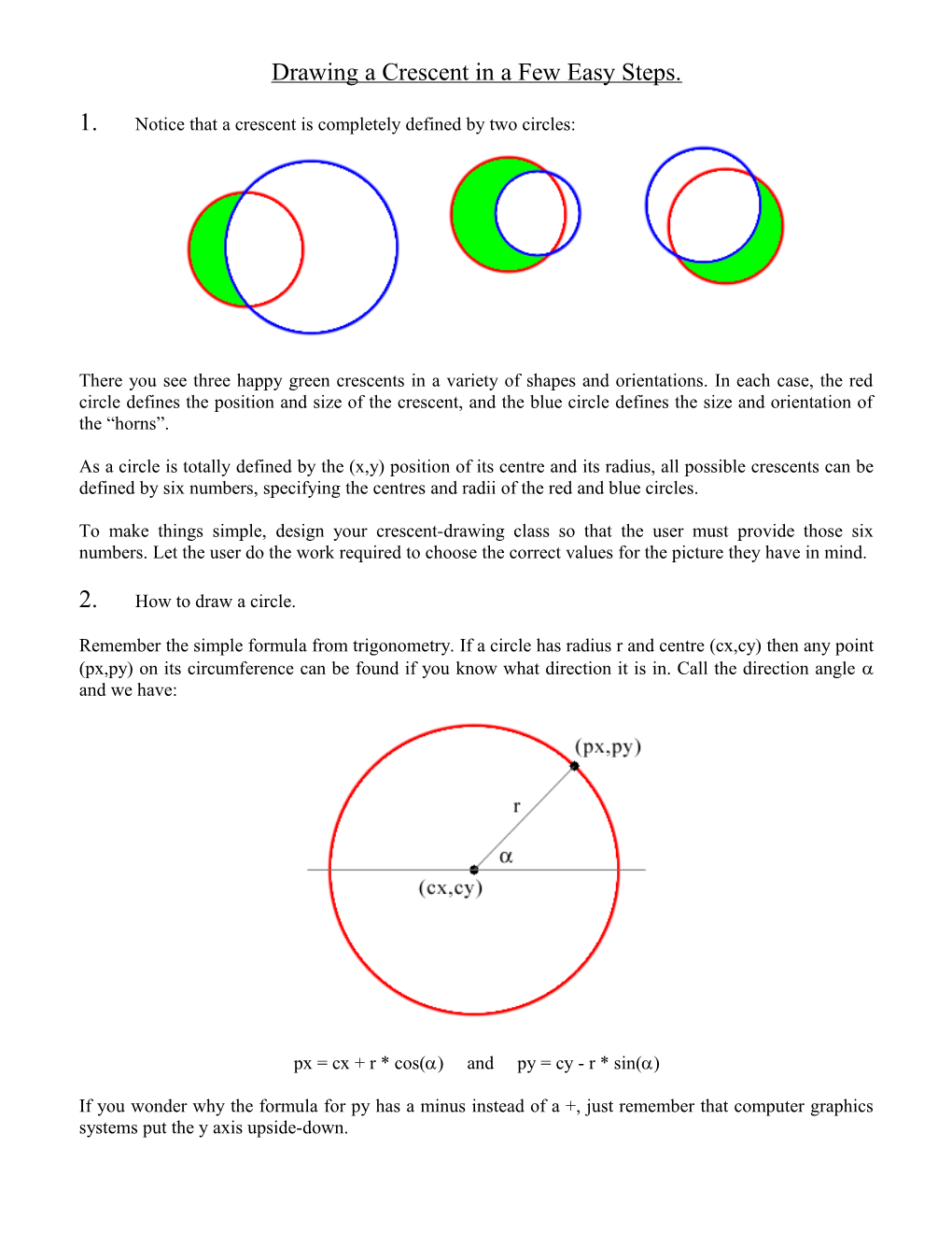 Drawing a Crescent in a Few Easy Steps