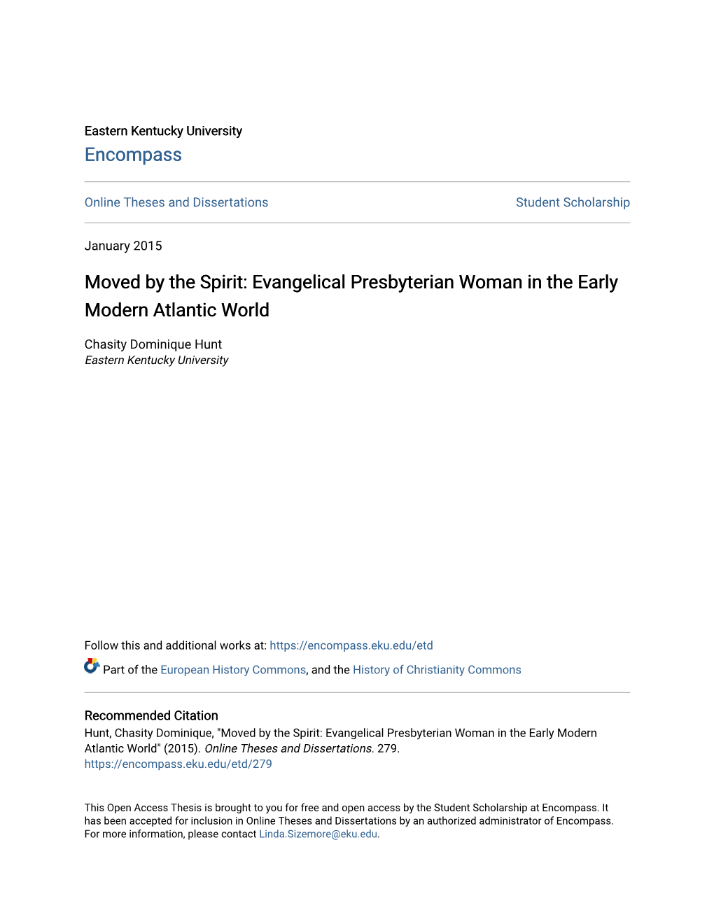 Evangelical Presbyterian Woman in the Early Modern Atlantic World