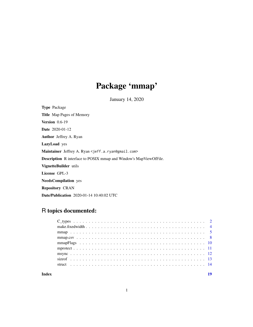 Package 'Mmap'
