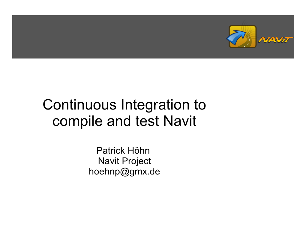 Continuous Integration to Compile and Test Navit